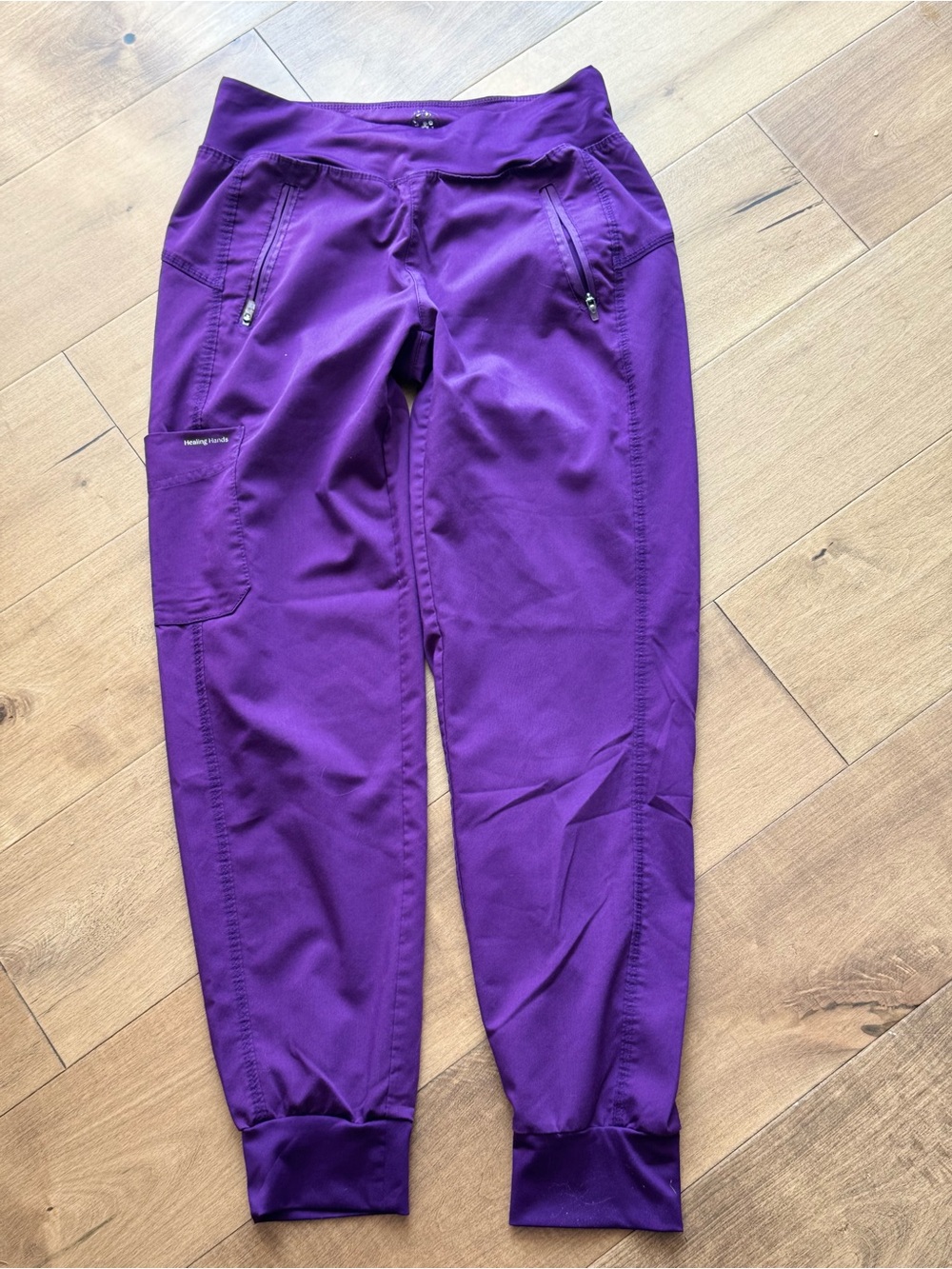 Women's purple Healing Hands jogger scrubs